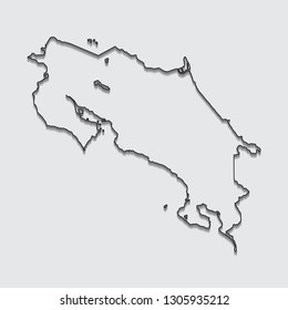 Map of Costa Rica with shadow on gray background.eps10