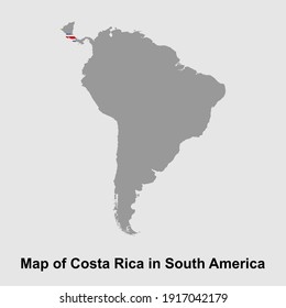 Map of Costa Rica in South America isolated vector illustration