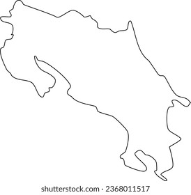 Map of Costa Rica With Thin Outline