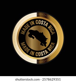 Map of Costa Rica. Vector illustration. Logo, Icon, and Symbol. Costa Rica map gold seal. 