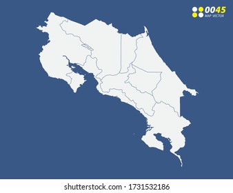 Map of Costa Rica vector on blue