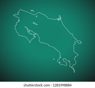 Map of Costa Rica,Green map on dark background. Vector illustration eps 10.