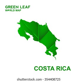 Map Of Costa Rica,Nature green leaf, vector illustration