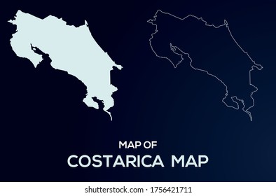 Map of Costarica . Abstract design, vector illustration by using adobe illustrator.Costarica isolated map.Costa rica  Outline map. Editable Map design