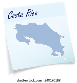 Map of Costa-Rica as sticky note in blue
