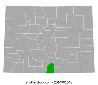 Map of Costilla in Colorado on white