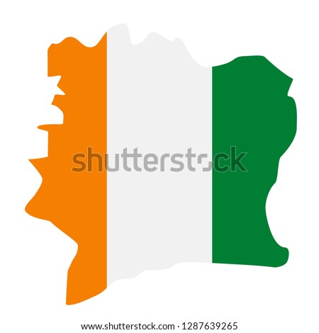 map of Cote d'ivoire with flag inside. Cote d'ivoire map vector illustration