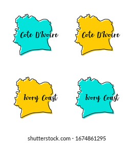 Map of Cote d'Ivoire or Ivory Coast Vector Design Template.