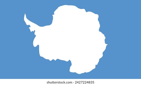 map of the country of Antarctica with white contour on blue background