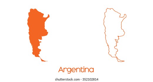 A Map of the country of Argentina