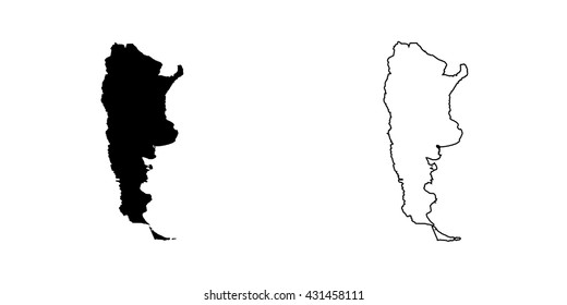 A Map of the country of Argentina