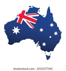 Map of the country of Australia with the flag, isolated on white background. Australia map vector.