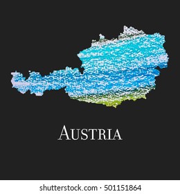 A Map of the country of Austria. 
Illustration of Austria. Austria vector map. Silhouette of Austria.