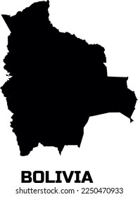 Mapa del país de BOLIVIA en negro.  Con la leyenda del nombre del país "BOLIVIA". 