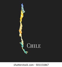 A Map of the country of Chile. 
Illustration of Chile. Chile vector map. Silhouette of Chile.