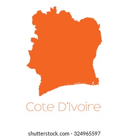 A Map of the country of Cote Divoire