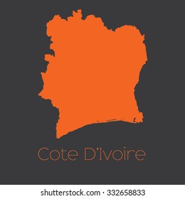A Map of the country of Cote Divoire