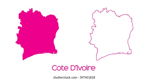 A Map of the country of Cote Divoire