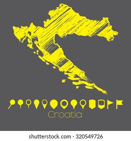 A Map of the country of Croatia