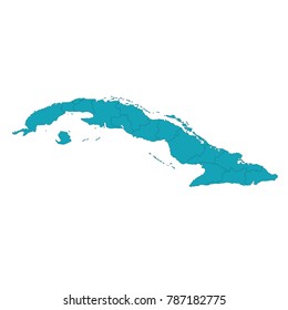 A Map of the country of Cuba, High detailed blue vector map - Cuba, cuba map - blue pastel graphic background . Vector illustration eps 10.