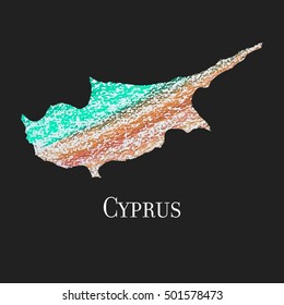 A Map of the country of Cyprus. 
Illustration of Cyprus. Cyprus vector map. Silhouette of Cyprus.