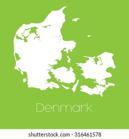 A Map of the country of Denmark