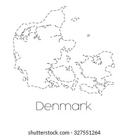 A Map of the country of Denmark