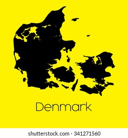 A Map of the country of Denmark