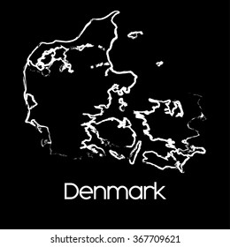 A Map of the country of Denmark