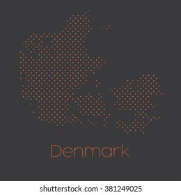 A Map of the country of Denmark