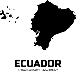 Map of the country of Equador in black. With the caption of the country name "Equador ".
