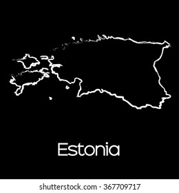A Map of the country of Estonia