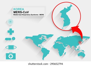 Map of The country is experiencing MERS Corona Virus.Elements of this image furnished by NASA