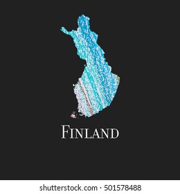 A Map of the country of Finland. 
Illustration of Finland. Finland vector map. Silhouette of Finland.
