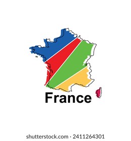 Map Country of France, Vector isolated illustration of simplified administrative map of France. Borders and names of the regions. suitable for your company