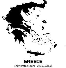 Mapa del país de GRECIA en negro. Con la descripción del nombre del país "GRECIA".
