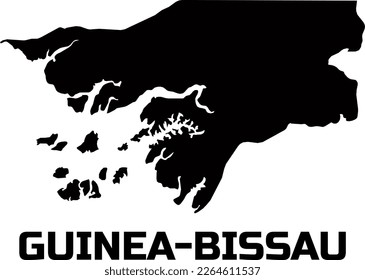 Map of the country of GUINEA in black. With the caption of the name of the country  " GUINEA".