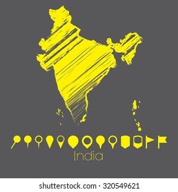A Map of the country of India