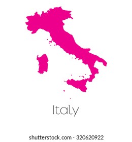 A Map of the country of Italy