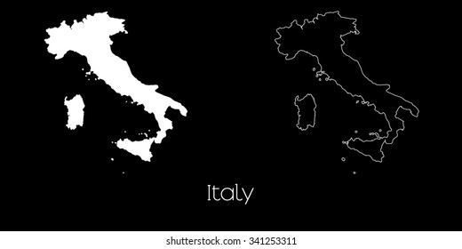 A Map of the country of Italy