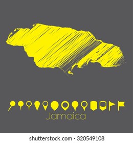 A Map of the country of Jamaica