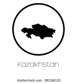 A Map of the country of Kazakhstan