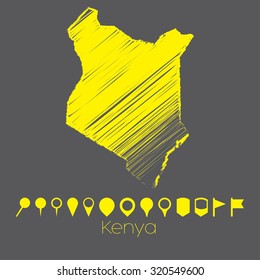 A Map of the country of Kenya