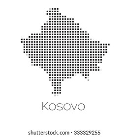 A Map of the country of Kosovo