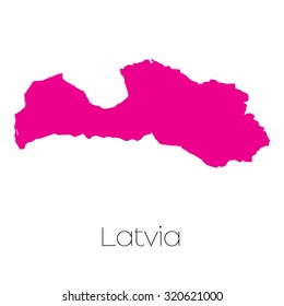 A Map of the country of Latvia