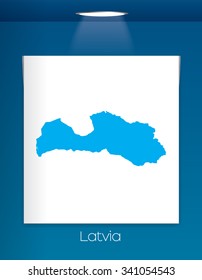A Map of the country of Latvia