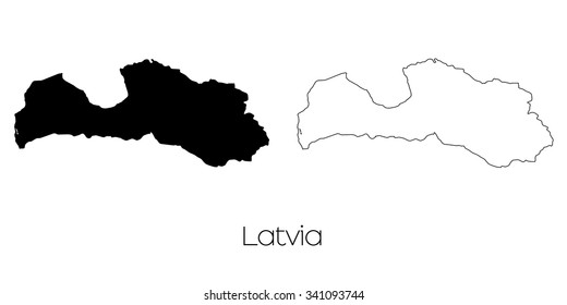 A Map of the country of Latvia
