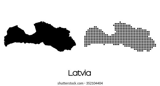 A Map of the country of Latvia