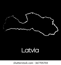 A Map of the country of Latvia