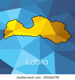 A Map of the country of Latvia